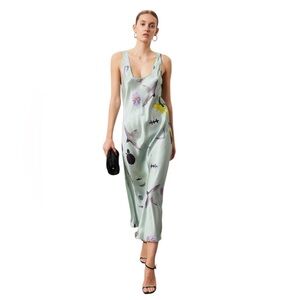 Silk Laundry- Satin Slip Maxi Dress - Pale Mint Size Medium